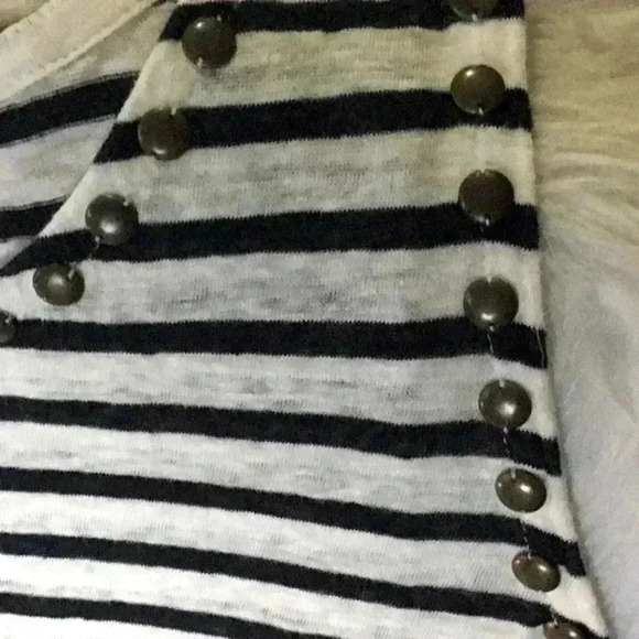 J Crew B/W Striped Linen Tank Top Metal Studs Size L - Picture 5 of 5